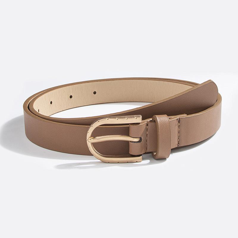 Minimalist Womens Faux Leather Belt With Oval Buckle For Office Use