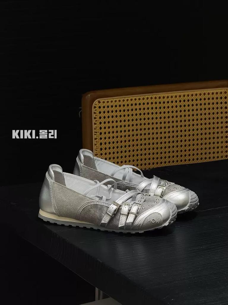 Женские балетки новая кожа ретро одинарная обувь внутренняя высота увеличение заклепка мелкий вырез Мэри Джейн обувь