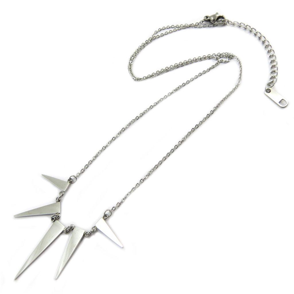 Les Trésors De Lily [P4889] - Silver 'Triangles' Steel Necklace