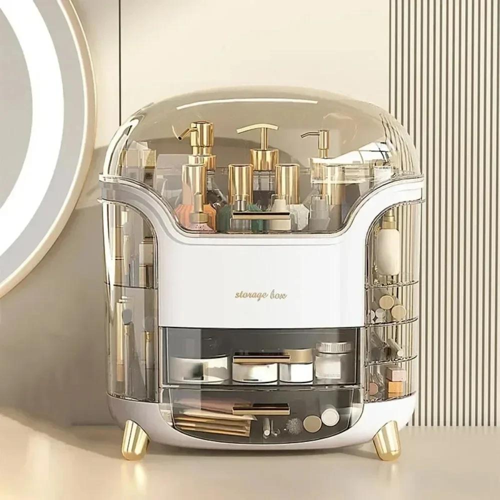 Коробка для хранения косметики, органайзер для макияжа, большая вместимость, пылезащитный настольный ящик, ящик для макияжа, контейнер для ювелирных изделий, коробки для губной помады
