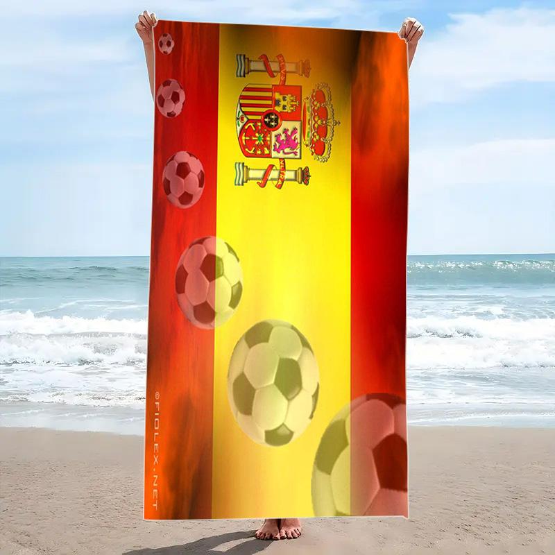Spain Football Print Beach Towel, Large Soft Quick Dry Towel for Beach Camping Swimming