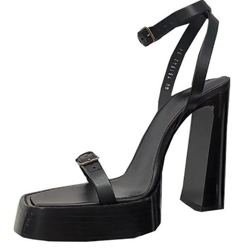 Горячая Распродажа 2025 Новые Летние Женские Сандалии Высокий Каблук Эспадрильи Платформа Ремешок с Пряжкой Высокий Каблук Лакированные Модные Стразы