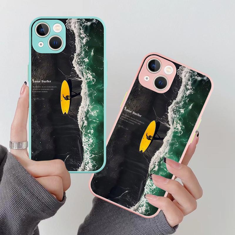 INS Чехол для мобильного телефона 'Одинокий серфер' Для iPhone 16 15 11 12 14 13 Pro Max Mini X Xs XSMax XR 7 8 Plus SE4 16e Силиконовые чехлы Fundas