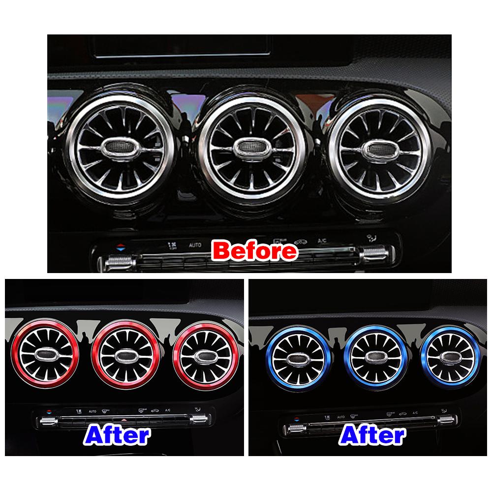 For Mercedes Benz A B CLA GLA GLB 2022 Car Air Conditioner AC Outlet Turbo Vent Ring Trim Red Blue Color Refit