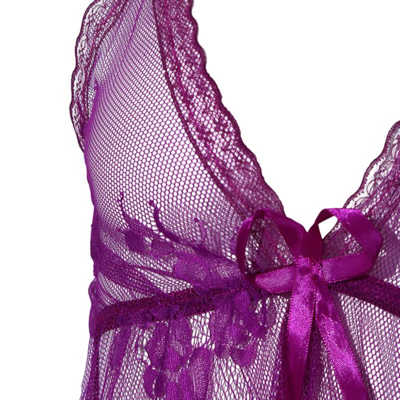 Сексуальное женское белье с v-образным вырезом, женская ночная рубашка, кружевное мини-платье, ночная рубашка, женская однотонная прозрачная бретелька