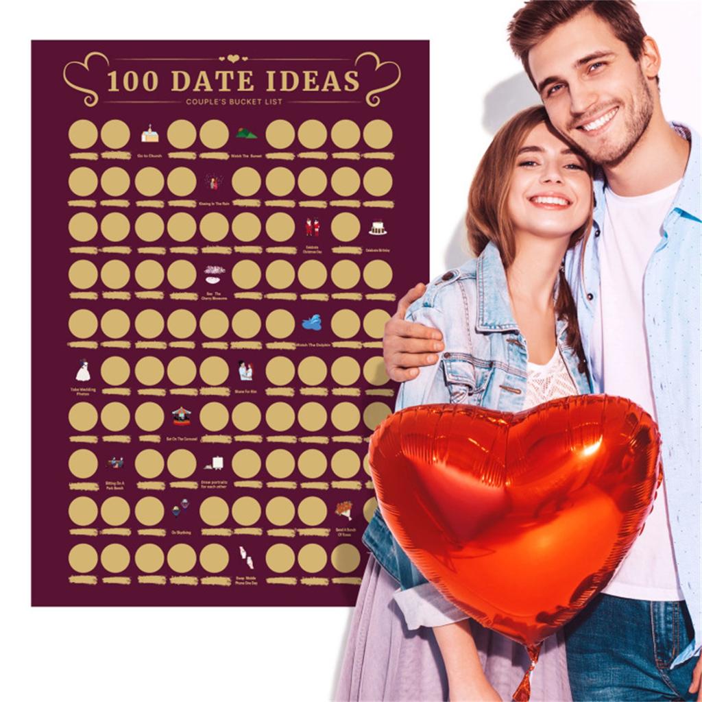 100 Date Ideas Scratches Off Poster Adventure Challenge Couple Gift Bucket List Adventure Challenge Bucket List Date Night Ideas