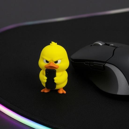 Забавная Декоративная Фигурка Утки Желтого Цвета, 3D Печать, Статуэтка с Живыми Выражениями, Современный Акцент для Дома, Милые Миниатюрные Настольные Украшения для Офиса