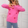 Ladies' Fashionable Heart-shaped Sweater, Loose And Versatile Valentine's Day Knitted Pullover Sweater
