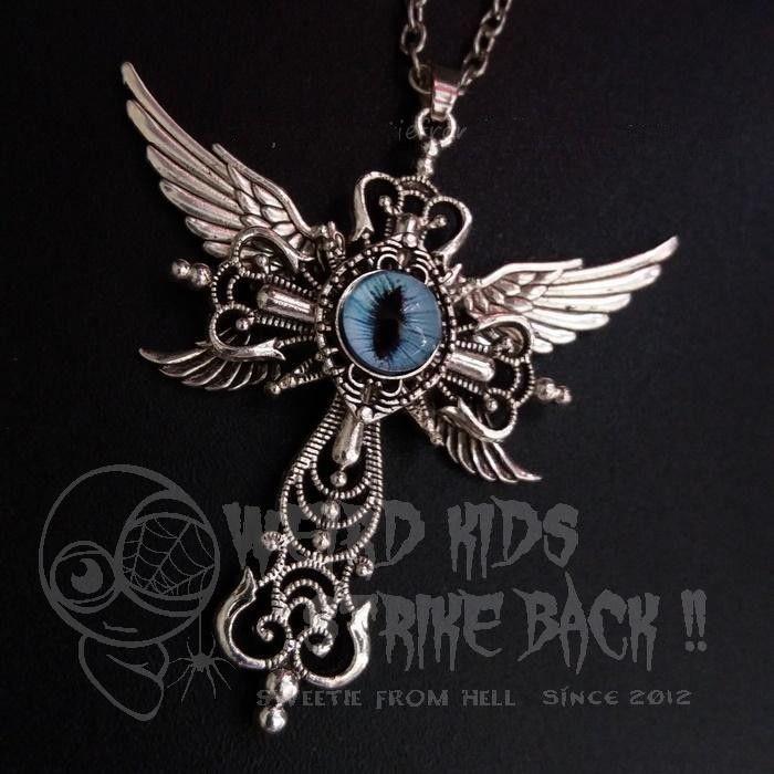 European and American Devil's Eye Cross Fashion Necklace Fashion Men's Hip Hop Pendant