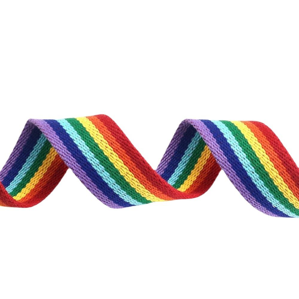 D-shaped Buckle Men Belt Nylon Canvas Waist Belt Trendy Rainbow Canvas Belt  For Jeans