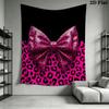 Pink&Black Bow Wall Tapestry Aesthetic Wall Hanging Printed Fabric Blanket Decorative Tapestries for Bedroom Living Room Home Decor