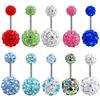 Pretty Crystal Rhinestone Ball Navel Belly Button Barbell Ring Body Piercing