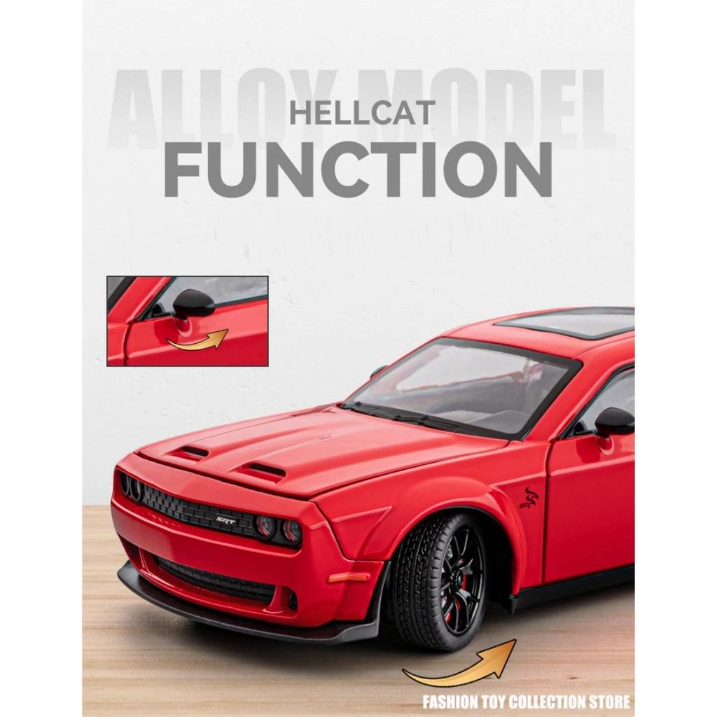 1/24 Dodge Challenger Hellcat игрушечная машинка литая Metel Cars игрушечные машинки с откидным механизмом Hellcat со звуком и светом Hellc для детей