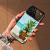 Cute Pineappl Art Fruit  Case For iPhone 16,15,14,17,13,12,11,Mini,Pro,SE,XS,MAX,Black Matte Silicone Cover