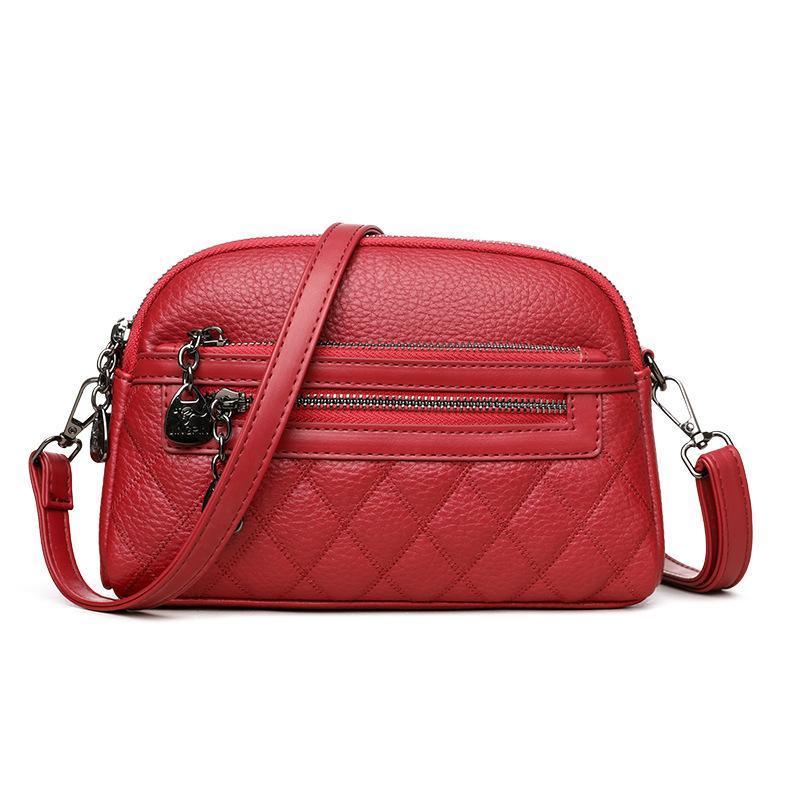 Embroidered Diamond-shaped Urban Simple Single-shoulder Crossbody Bag Fashionable PU Oval Small Crossbody Bag