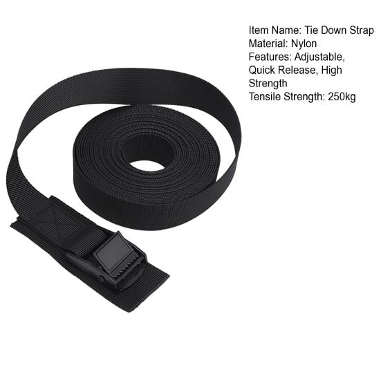 4/5M Quick Release Cam Buckle Cargo Strap Tie Down Nylon Strap 250KG Tensile Strength Lashing Strap Adjustable Car Roof Rack Strap for Kayak
