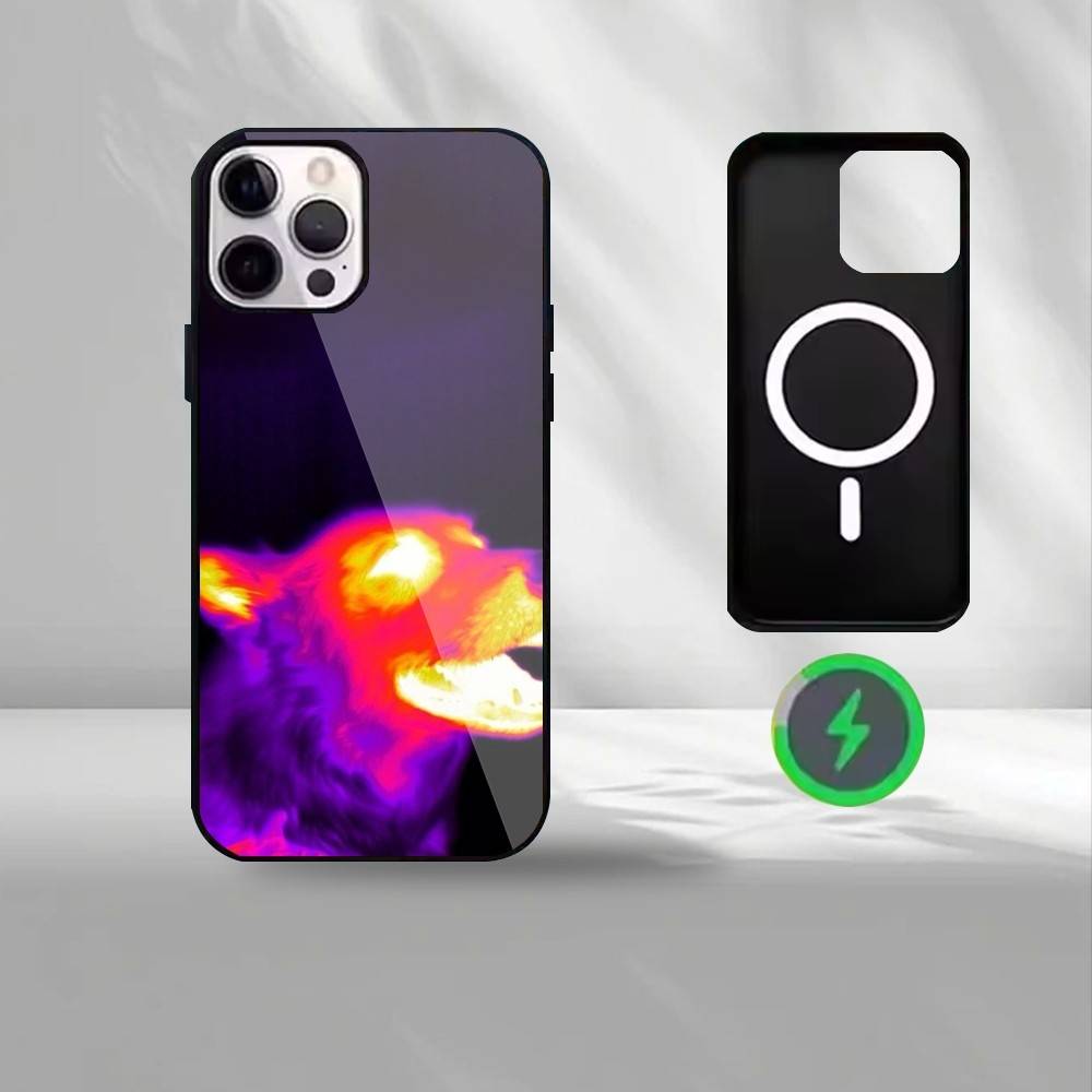 Термоизображения Чехол для телефона Для iPhone17,16,15,14,13,12,11 Max Черный Беспроводная зарядка Защитный чехол