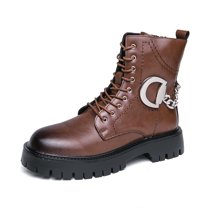 Мужские высокие ботинки на толстой подошве. Модный и индивидуальный новый стиль. Повседневная мода, вечеринка, уличный отдых, мотоцикл, обувь для взрослых.