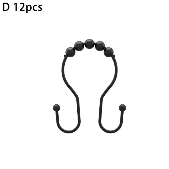 Yousheng 12 шт. крючков для душевой занавески, двойные крючки, хороший баланс, сильная несущая способность, роликовый шарик, плавное скольжение, крючок для занавески, кольцо, принадлежности для ванной комнаты