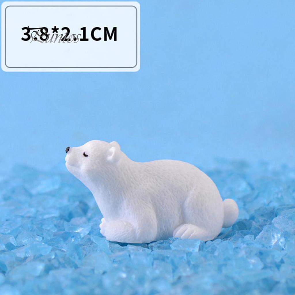2шт милый белый медведь миниатюрный пейзаж бонсай орнамент настольное украшение подарок