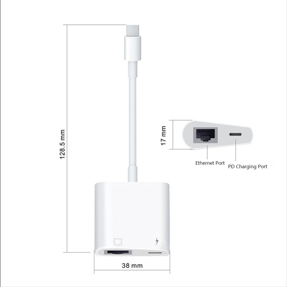 Portable Adapter Mobile Phone PD Charging Ethernet Converter Type-C to RJ45 Port Network Card