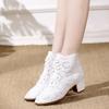 Женские сапоги Роскошные элегантные повседневные туфли до щиколотки для женщин Тенденции 2024 года Удобные парусиновые белые уличные сапоги на танкетке Осенние сапоги