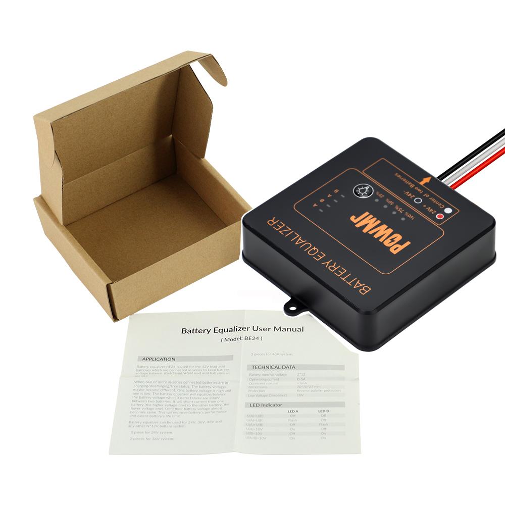 PowMr Battery Equalizer Voltage Balancer 24V 2×12V and 48V 4×12V or 8×12V or more Bank Extend Battery Life 1 Year and More