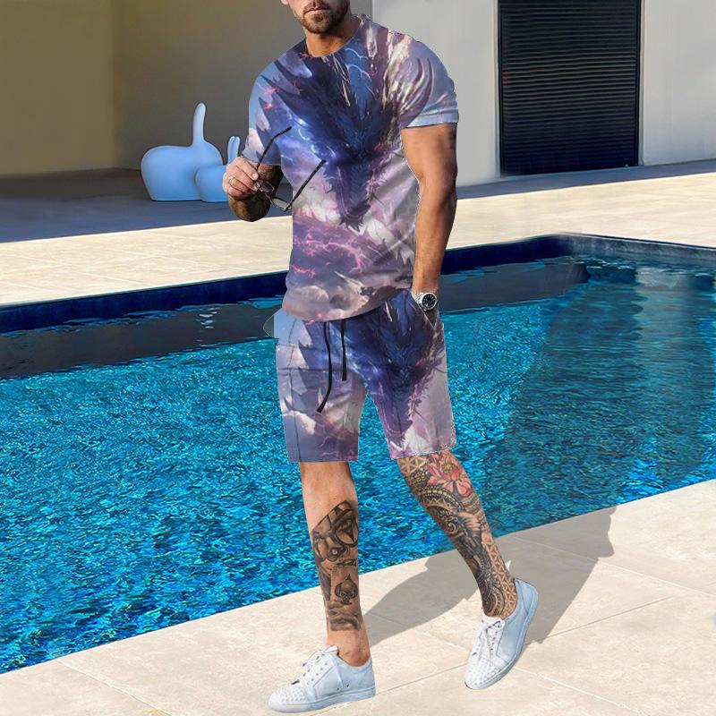 Модная мужская спортивная одежда с принтом 3D-дракона, повседневная дышащая освежающая футболка