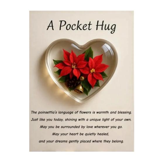 Birth Flower Pocket Hug with Healing Encouragement Poems Birth Flower Clear Heart Keepsake Portable Sentimental