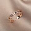 Simple Light Luxury Cross Zircon Ring Fashion Design Korean Female Jewelry Sexy Rose Gold Color Adjustable Ring for Women‘s Gift