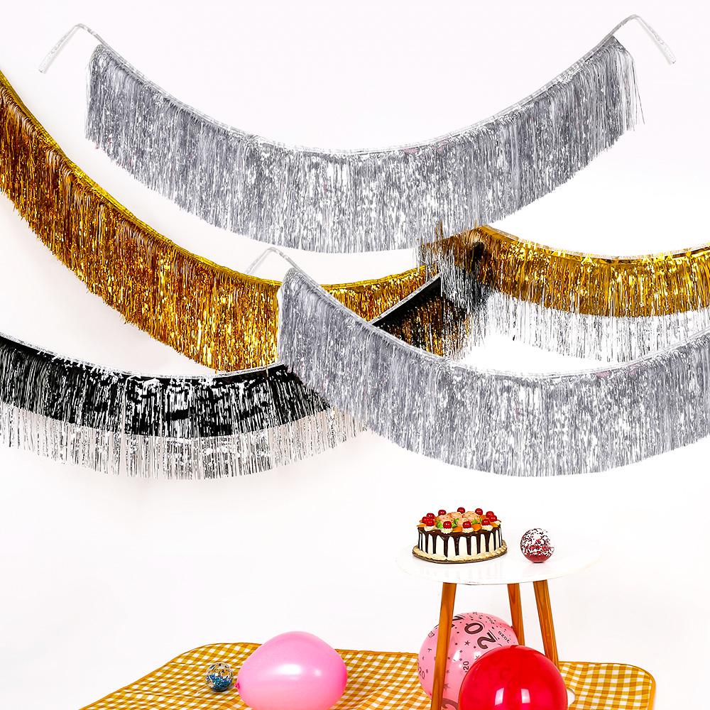 Premium Foil Fringe Tinsel Garland Creative 2M 4 Layers Foil Banner Birthday Party Wedding Decoration Christmas Home Wall Decor