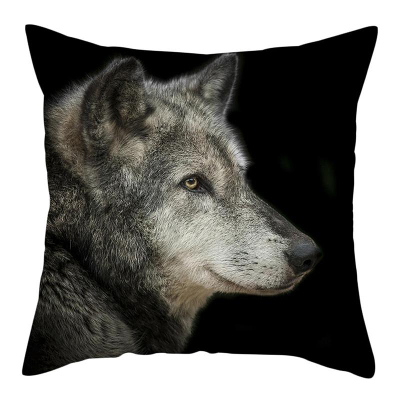 45x45cm Polyester Wildlife Print Cushion Cover Wolf King Photo Pillow Cover Home Sofa Decoration Pillowcase