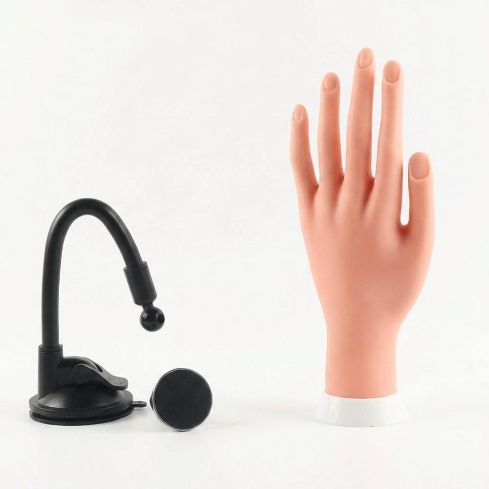 1 Set Magnetic Nail Art Practice Hand Bendable Nail Art Model Hand with Stand Nail Training