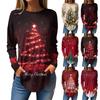 Women's Loose Round Neck Christmas Print Long Sleeve T-Shirt Top Pullover