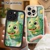 Phone Case: 2D flat design suitable for iPhone 18 17 16 15 14 13 Pro protective case, green little dinosaur, perfect Christmas and Halloween holiday g