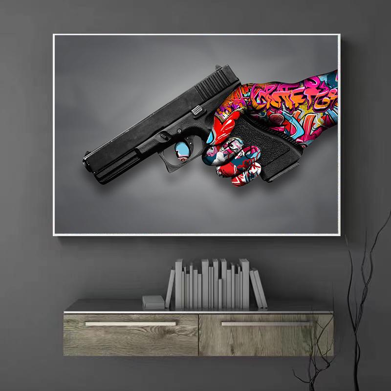 Приветствия победы Граффити Искусство Поощрение Жесты и губы Печать холста Картина Плакат Настенная живопись