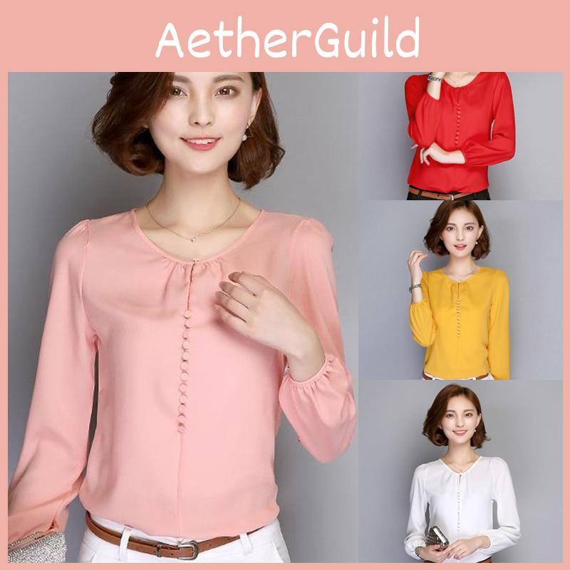 Элегантная летняя женская рубашка с длинным рукавом, блузка на пуговицах, женские офисные шифоновые топы с оборками для стильного комфорта