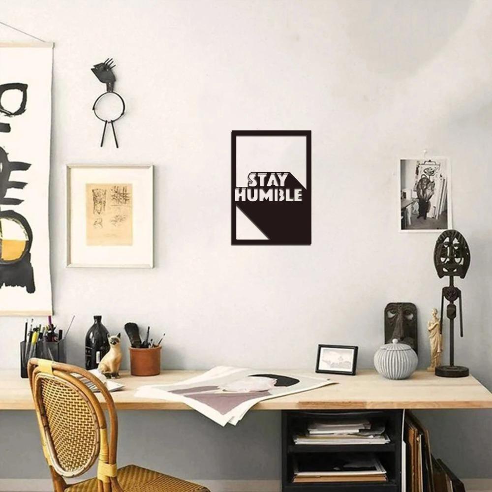 «Оставайтесь скромными» — настенный декор, вдохновляющее искусство из металла, идеально подходящее для спальни, гостиной и офиса | Стильные настенные украшения для дома и офиса