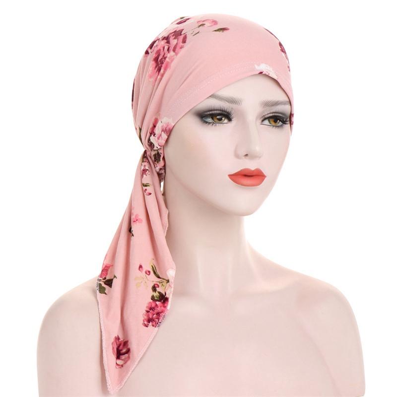Flower Cloth Pullover Muslim Hooded Cap Skullcap Small Hat Two Tail Cap Curved