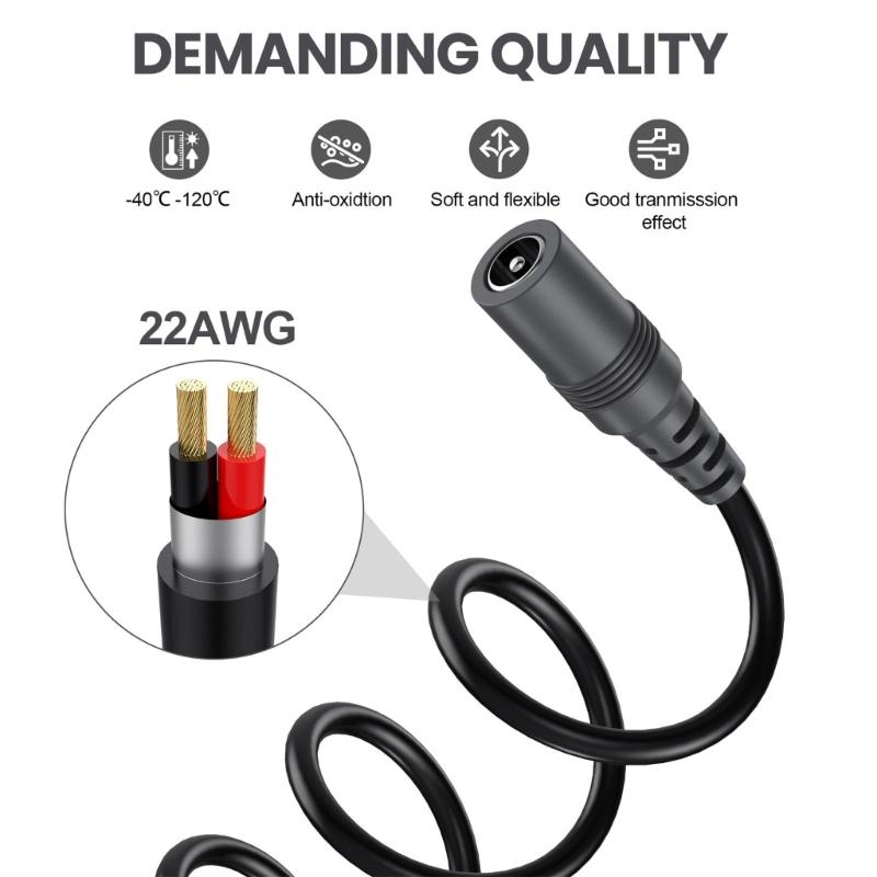 2/4/6/8/10pcs 22AWG DC5.5x2.1mm Power Extension Cord Male to Female Power Extension Cable for LED Strips Cameras