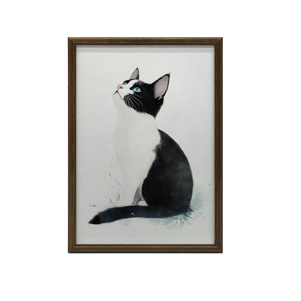 Kotek W Bieli Kotek W Bieli, 30X40 Cm, Rama Aluminiowa Czarna, Papier Matowy 230 Gsm