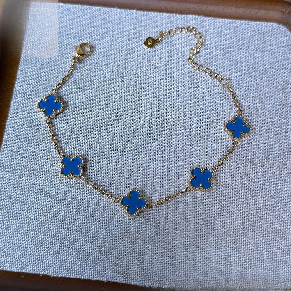 Браслет из титановой стали 10 мм, не выцветающий, «Четырехлистный клевер», легкая роскошь, модный, универсальный, пятицветный браслет