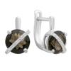 Серебряные серьги с натуральным раухтопазом (дымчатым кварцем) 3.465ct, фианитами (2177845)