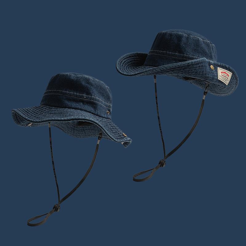 Джинсовая панама весна и лето уличная универсальная шляпа от солнца с широкими полями детская персонализированная наклейка горная шляпа мужская