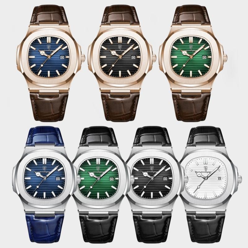 Новинка 2023 года, модные мужские кварцевые часы с простым циферблатом, светящимся водонепроницаемым календарем, кожаные спортивные мужские властные кварцевые часы