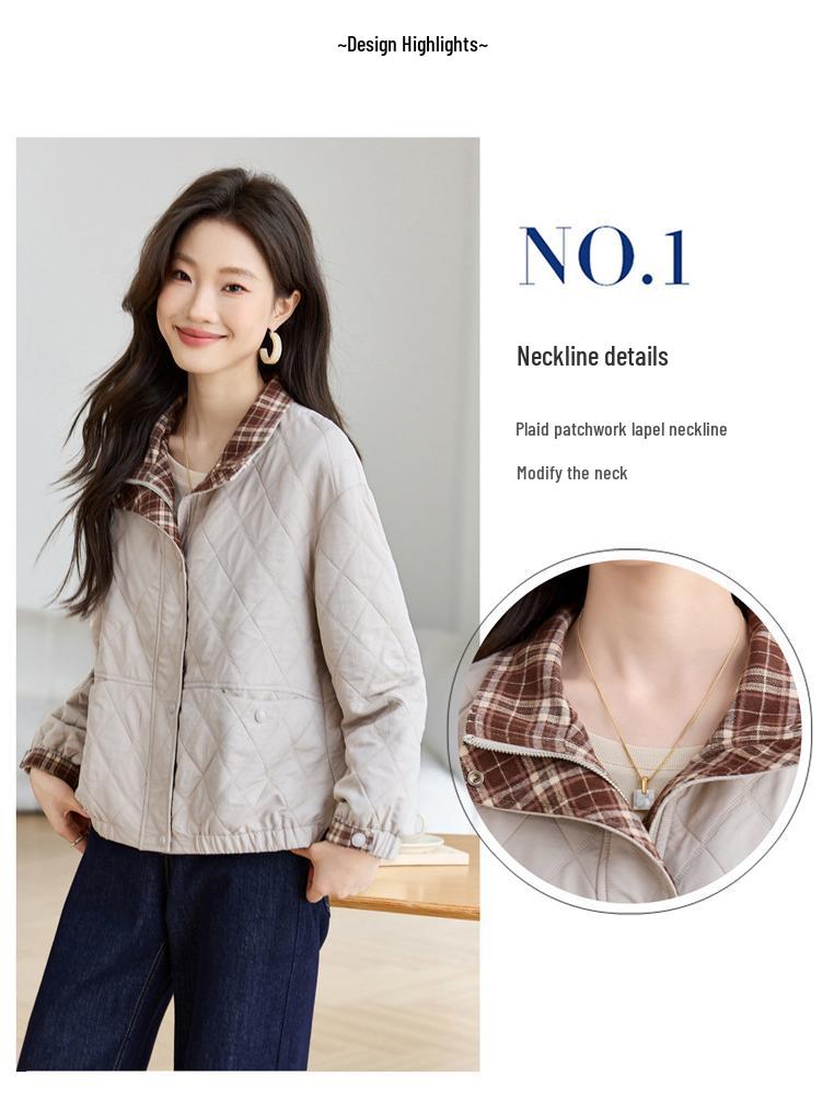 Трендовая клетчатая куртка пэчворк для миниатюрных женщин, стройнящая
