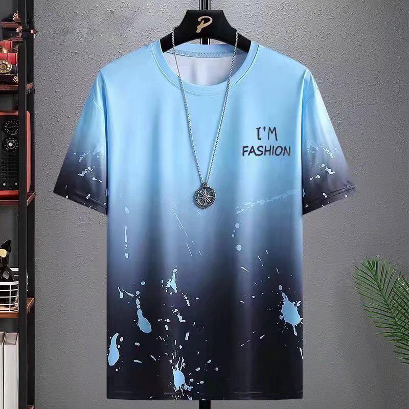 Футболка свободного кроя Gradient Summer Men's, модная повседневная с коротким рукавом