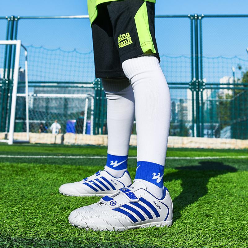 28-38 амортизирующие, нескользящие, износостойкие, на липучке, с короткими ногтями, уличные футбольные бутсы, тренировочная детская обувь