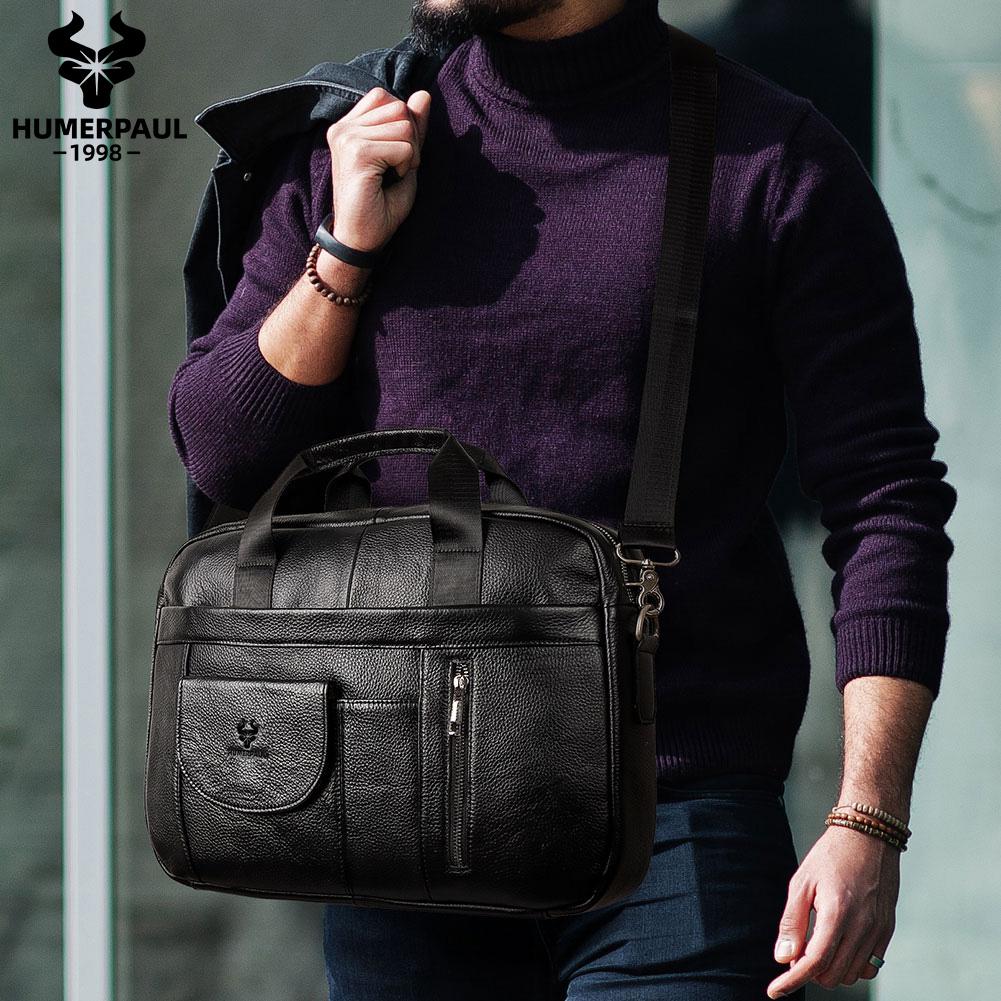 Мужской портфель из натуральной кожи, большая вместительная сумка для компьютера, спортивная сумка