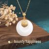Ancient Style Influencer Live Stream Necklace: Gold-Plated Peace Buckle with Imitation Hetian Jade - Perfect Retro Gift for Mom